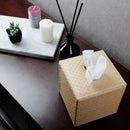 Set of 2 Gold Quilted Faux Leather Square Tissue Box Holder Cover