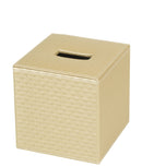 Gold Quilted Faux Leather Square Tissue Box Holder Cover