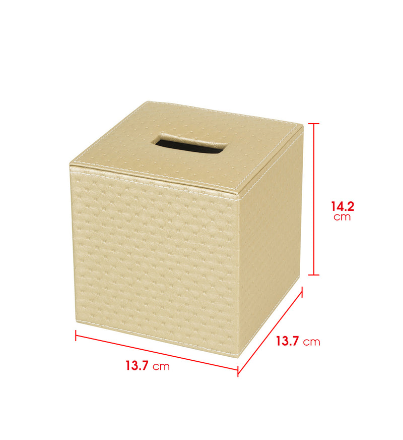 Gold Quilted Faux Leather Square Tissue Box Holder Cover