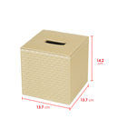 Set of 2 Gold Quilted Faux Leather Square Tissue Box Holder Cover