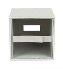 Set of 2 Silver Quilted Faux Leather Square Tissue Box Holder Cover