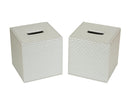 Set of 2 Silver Quilted Faux Leather Square Tissue Box Holder Cover