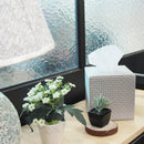 Set of 2 Silver Quilted Faux Leather Square Tissue Box Holder Cover