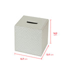 Silver Quilted Faux Leather Square Tissue Box Holder Cover