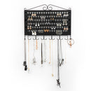 Black Wall Mount Jewelry Organizer with 117 Holes & 12 Hooks