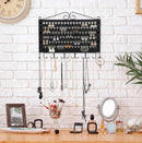 Black Wall Mount Jewelry Organizer with 117 Holes & 12 Hooks