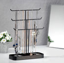 3 Tier Black Metal Jewelry Display Treer Stand with Tray Storage