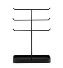 3 Tier Black Metal Jewelry Display Treer Stand with Tray Storage