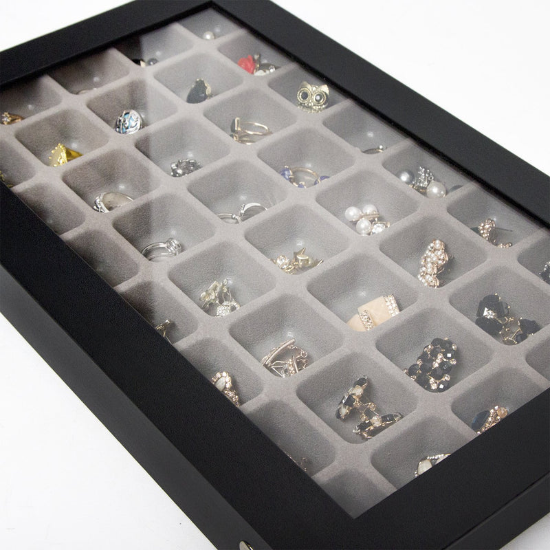 40 Compartments Jewelry Display Storage Box with Acrylic Cover