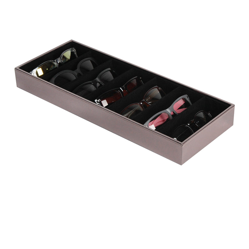 7 Compartment Silver Leather Sunglass Organizer