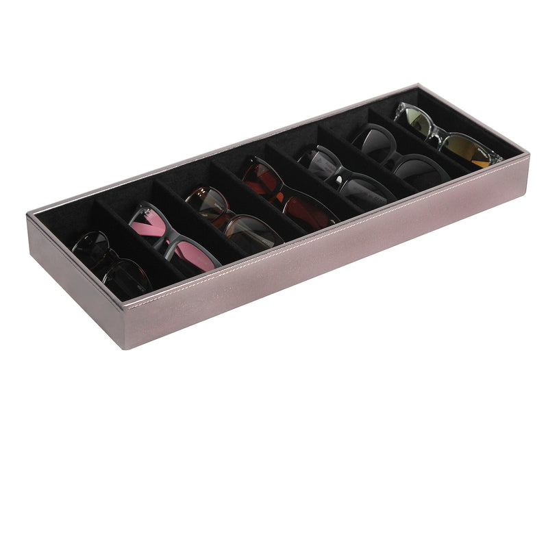 7 Compartment Silver Leather Sunglass Organizer