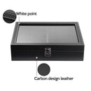 8 Comparment Black Leather Eyeglass Storage Box