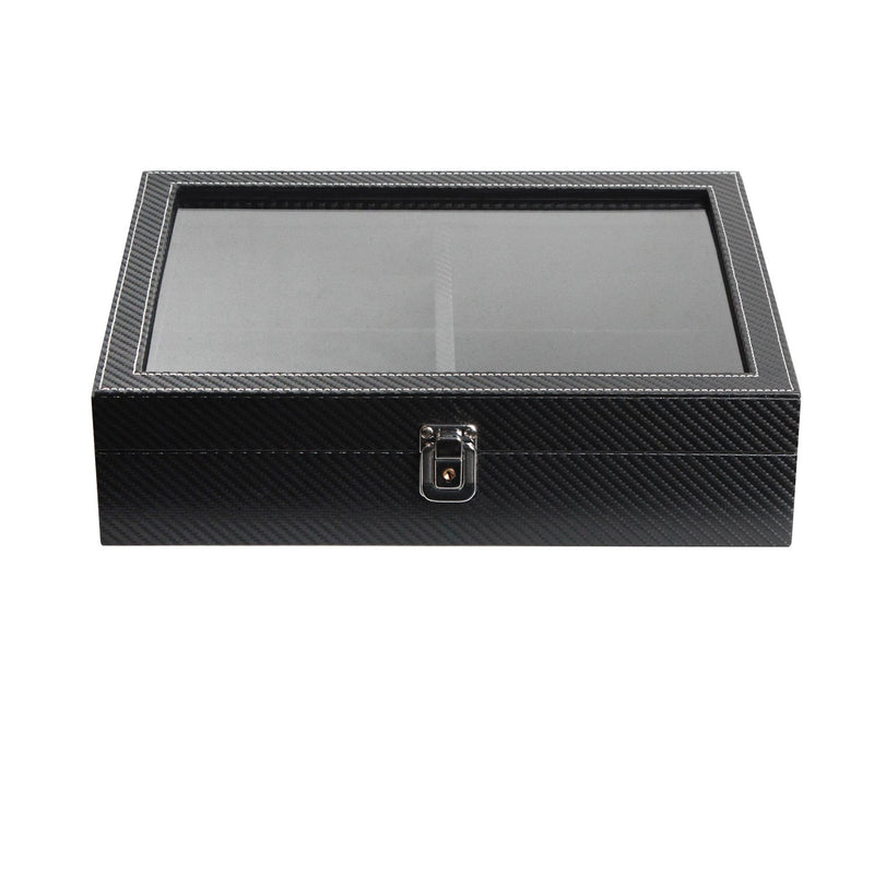 8 Comparment Black Leather Eyeglass Storage Box