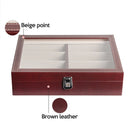 8 Comparment Brown Leather Eyeglass Storage Box