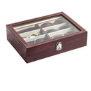 8 Comparment Brown Leather Eyeglass Storage Box