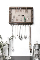 Wall Mounted Rustic Jewelry Hanger with 29 Hooks & Rod