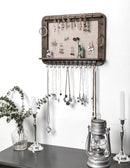 Wall Mounted Rustic Jewelry Hanger with 29 Hooks & Rod