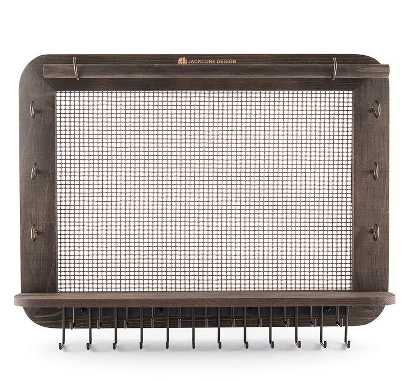 Wall Mounted Rustic Jewelry Hanger with 29 Hooks & Rod