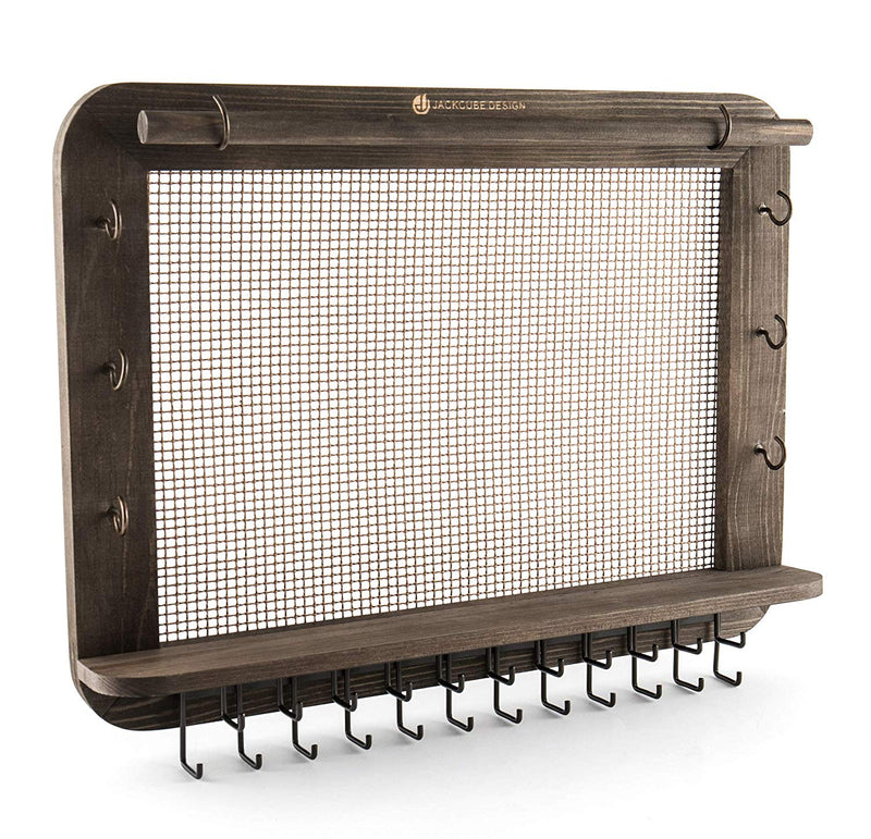 Wall Mounted Rustic Jewelry Hanger with 29 Hooks & Rod