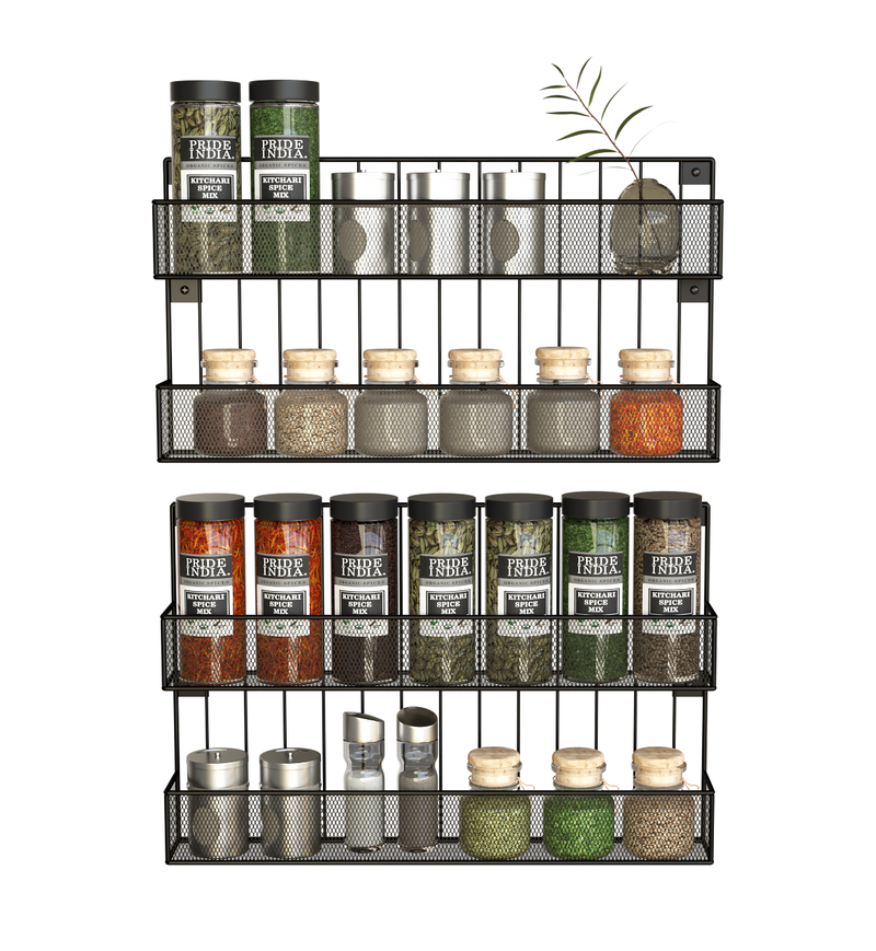 Set of 2 Wall Mount Spice Bottle Rack (2 Tier)