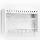 White Wood Jewelry Organizer Wall Mount with Metal Hooks