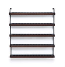 5 Tier Wall Mount Black Metal and Wood Essential Oil Organizer