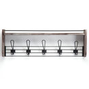Wall Mounted Coat Rack Shelf with 5 Hooks