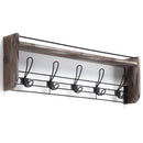 Wall Mounted Coat Rack Shelf with 5 Hooks