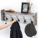 Wall Mounted Coat Rack Shelf with 5 Hooks