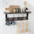 Rustic Coat Rack Wall Mounted Shelf with 5 Hooks
