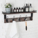 Rustic Coat Rack Wall Mounted Shelf with 5 Hooks