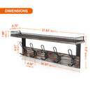 Rustic Coat Rack Wall Mounted Shelf with 5 Hooks