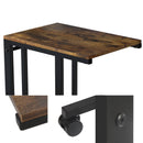 Rustic Wood C Shaped Side Table with Rolling Casters