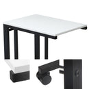 White C Shaped Side Table with Rolling Casters