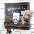 Wall Mount Mail Organizer with Chalkboard & 3 Double Key Hooks