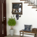 Wall Mount Mail Organizer with Chalkboard & 3 Double Key Hooks