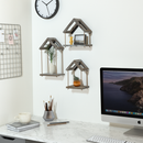 Set of 3 Wall Decorative Rustic Wood Frame with Rope Hanging Shelves