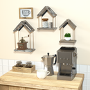 Set of 3 Wall Decorative Rustic Wood Frame with Rope Hanging Shelves