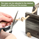 Set of 3 Wall Decorative Rustic Wood Frame with Rope Hanging Shelves