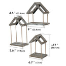 Set of 3 Wall Decorative Rustic Wood Frame with Rope Hanging Shelves