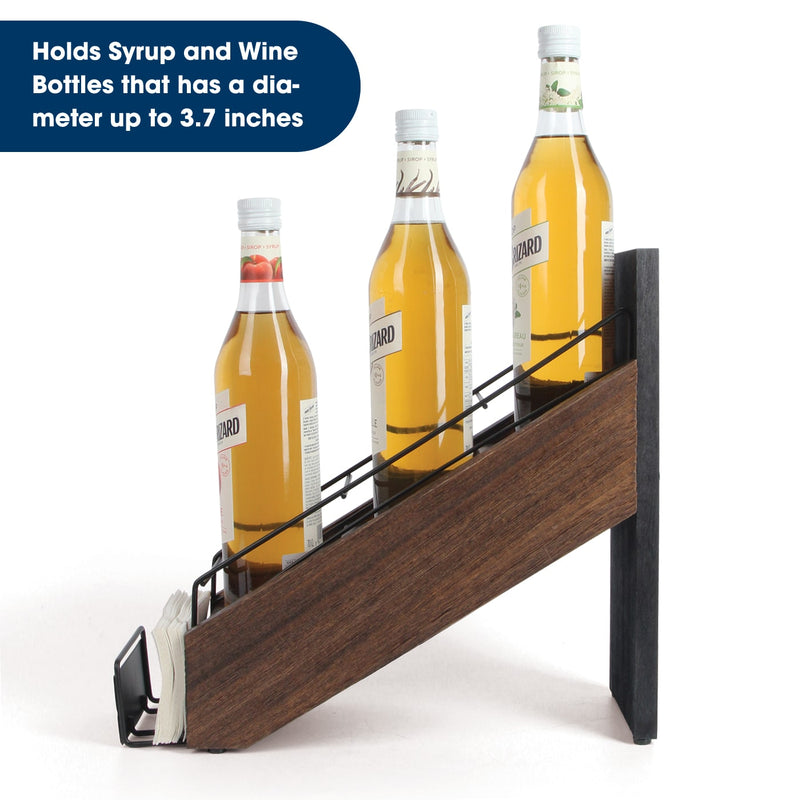 3 Tier Rustic Wood Syrup Bottle Holder with Napkin Storage