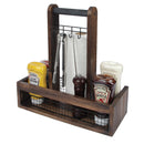 Rustic Wood BBQ Tabletop Organizer Caddy