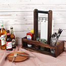 Rustic Wood BBQ Tabletop Organizer Caddy