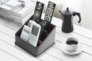 Leather Remote Control Holder with 3 Compartments (Brown)