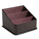 Leather Remote Control Holder with 3 Compartments (Brown)