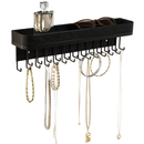 Wall Mount Jewelry Organizer with 25 Hooks and Shelf (Black)