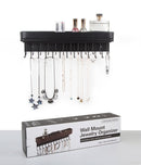 Wall Mount Jewelry Organizer with 25 Hooks and Shelf (Black)