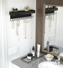 Wall Mount Jewelry Organizer with 25 Hooks and Shelf (Black)