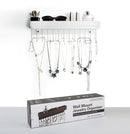 Wall Mount Jewelry Organizer with 25 Hooks and Shelf (White)