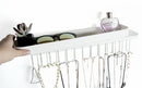 Wall Mount Jewelry Organizer with 25 Hooks and Shelf (White)
